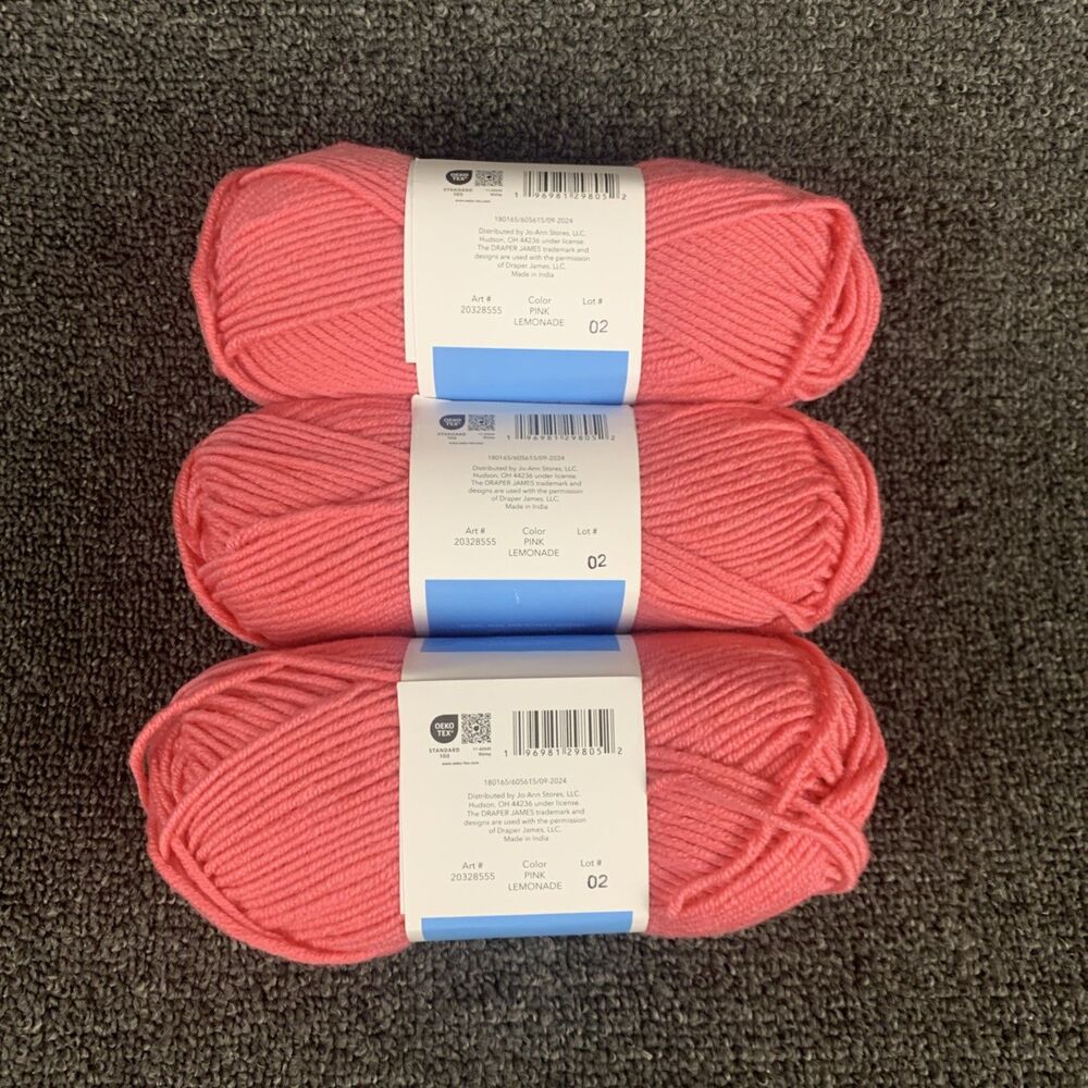 Lot Of 3 Draper James Cozy Wool Pink Lemonade Merino Wool & Acrylic Yarn New - Picture 4 of 5